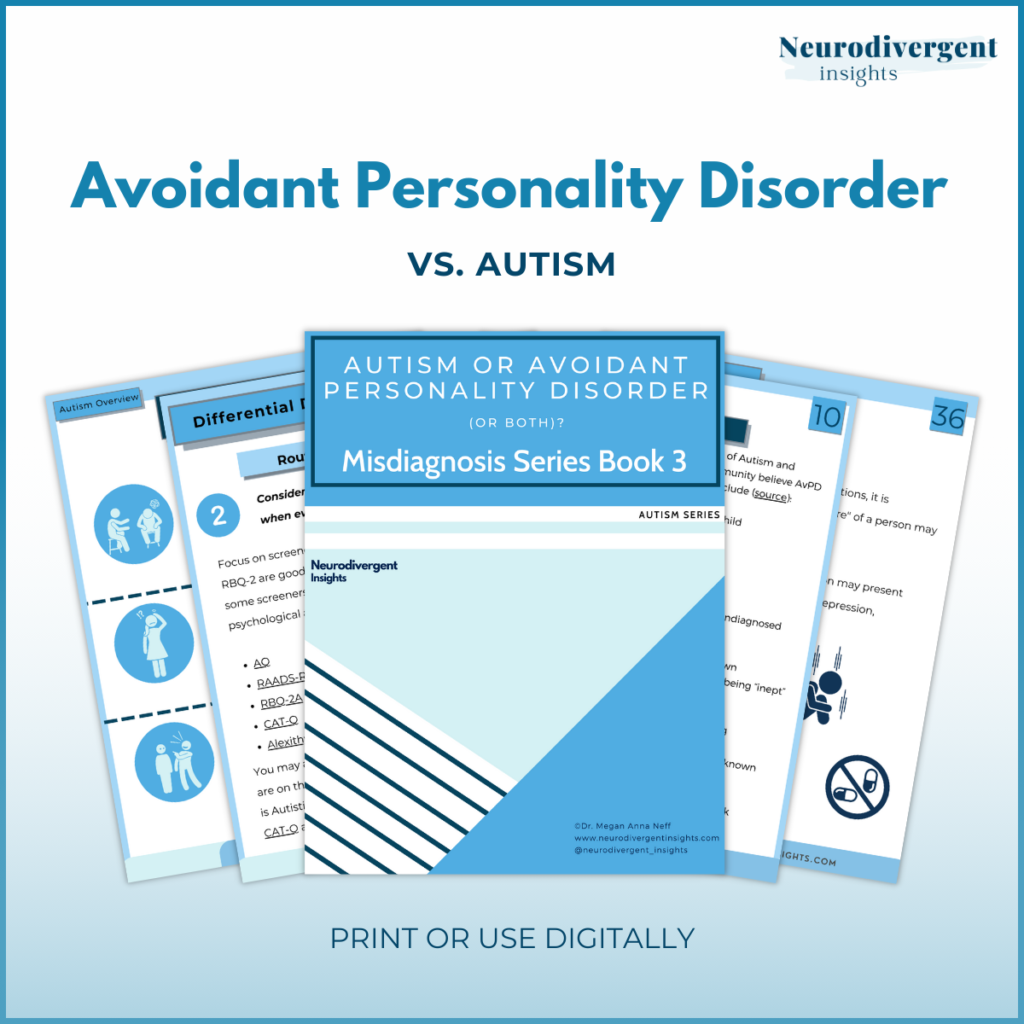 Image of avoidant personality disorder vs. autism workbook