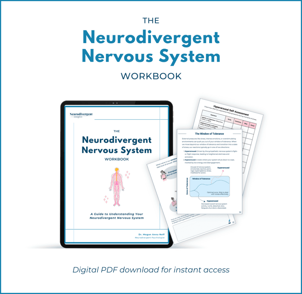 Workbook cover on tablet with worksheets and diagrams visible; tagline notes PDF instant download.