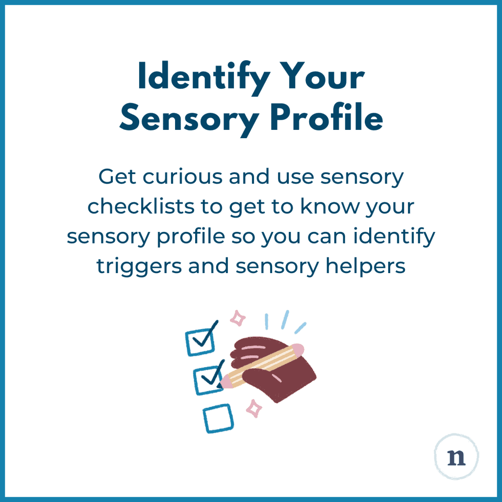 Identify your sensory profile graphic with checklist and pencil illustration