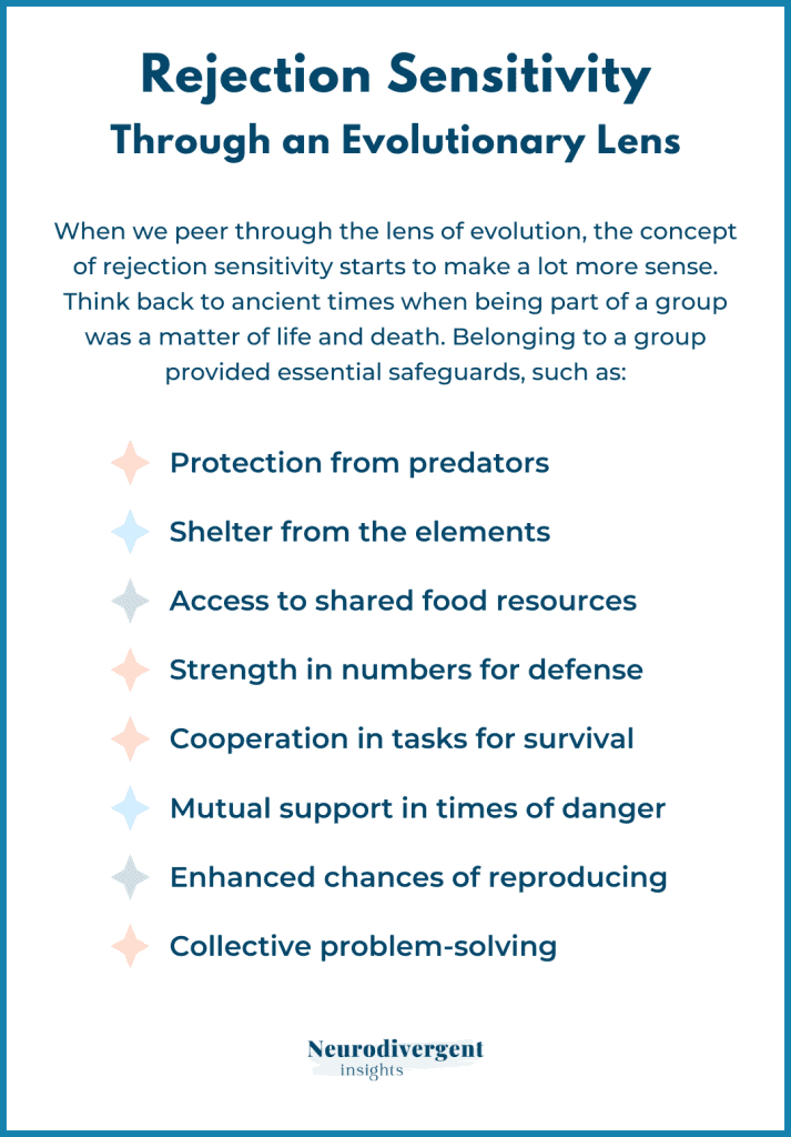 Infographic titled “Rejection Sensitivity Through an Evolutionary Lens.”