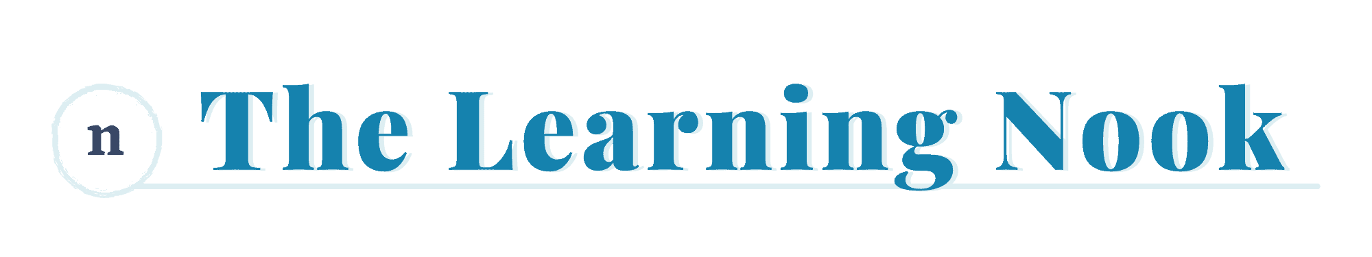 The Learning Nook horizontal logo featuring a circled lowercase n icon and the name in teal serif type.