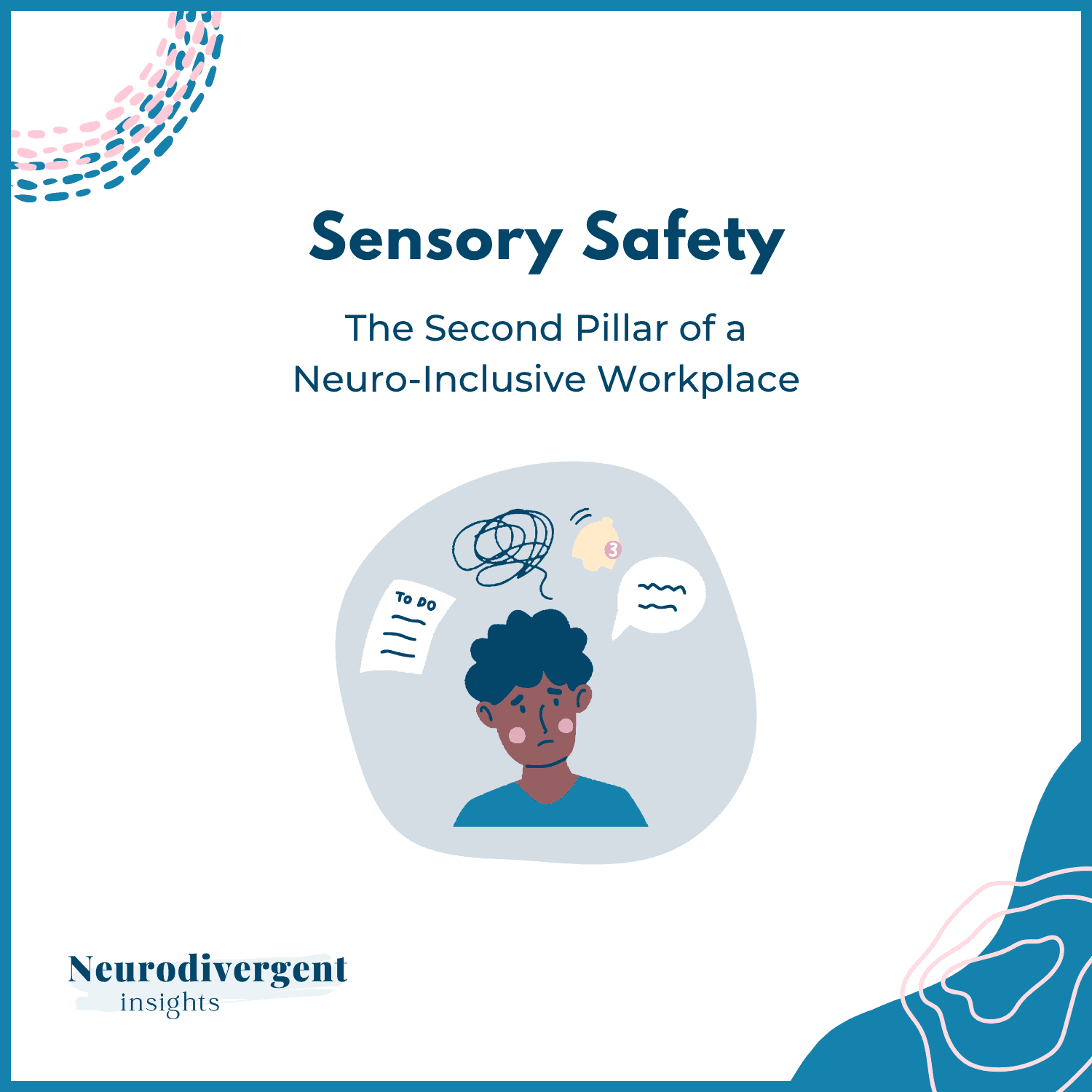 Sensory Safety: The Second Pillar of a Neuro-Inclusive Workplace — a person surrounded by overwhelming visual noise."