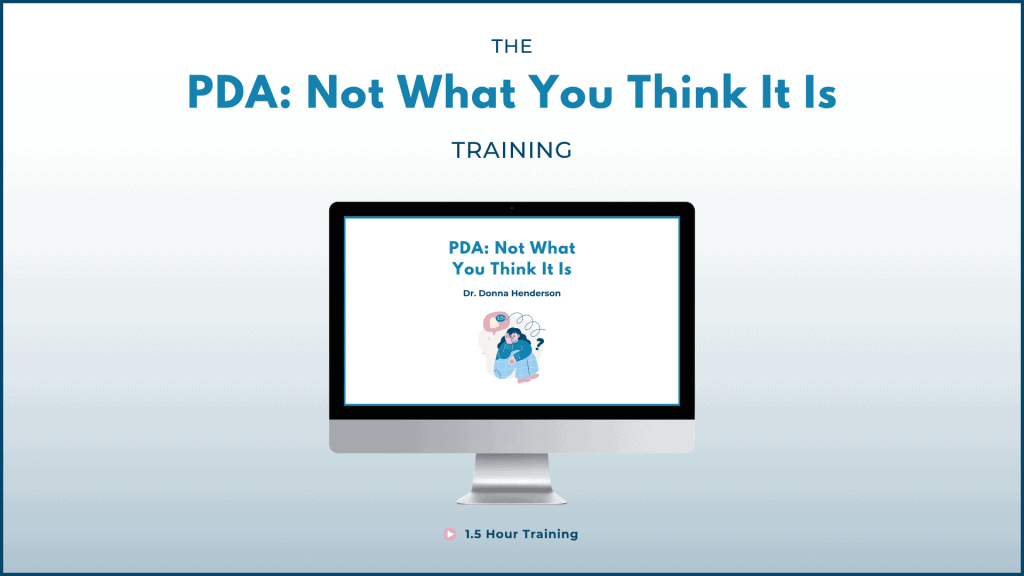 Promotional slide for PDA: Not What You Think It Is training, with computer screen