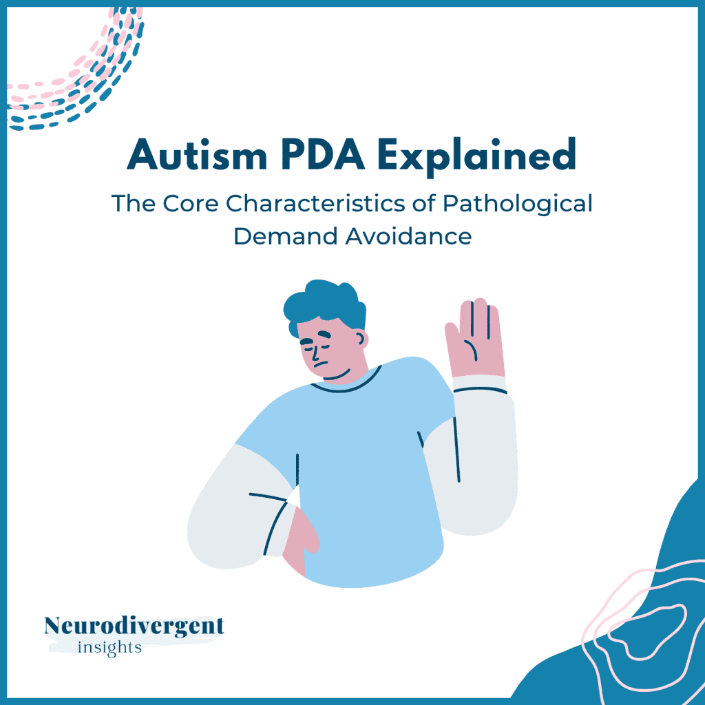 Title slide with illustrated person raising a hand, reading Autism PDA Explained