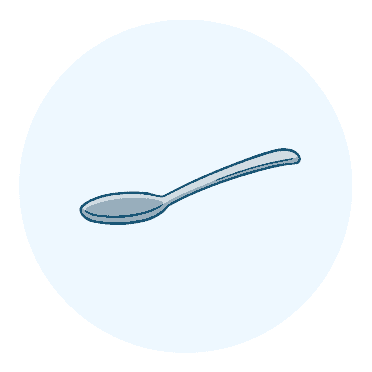 A single blue spoon in a pale blue circle, the symbol of energy used in Spoon Theory for autistic and ADHD people.